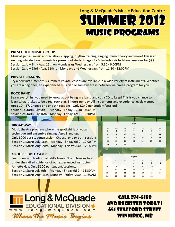 Summer Music Programs - Winnipeg, MB